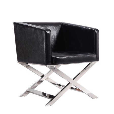 MANHATTAN COMFORT Hollywood Lounge Accent Chair in Black and Polished Chrome AC050-BK
